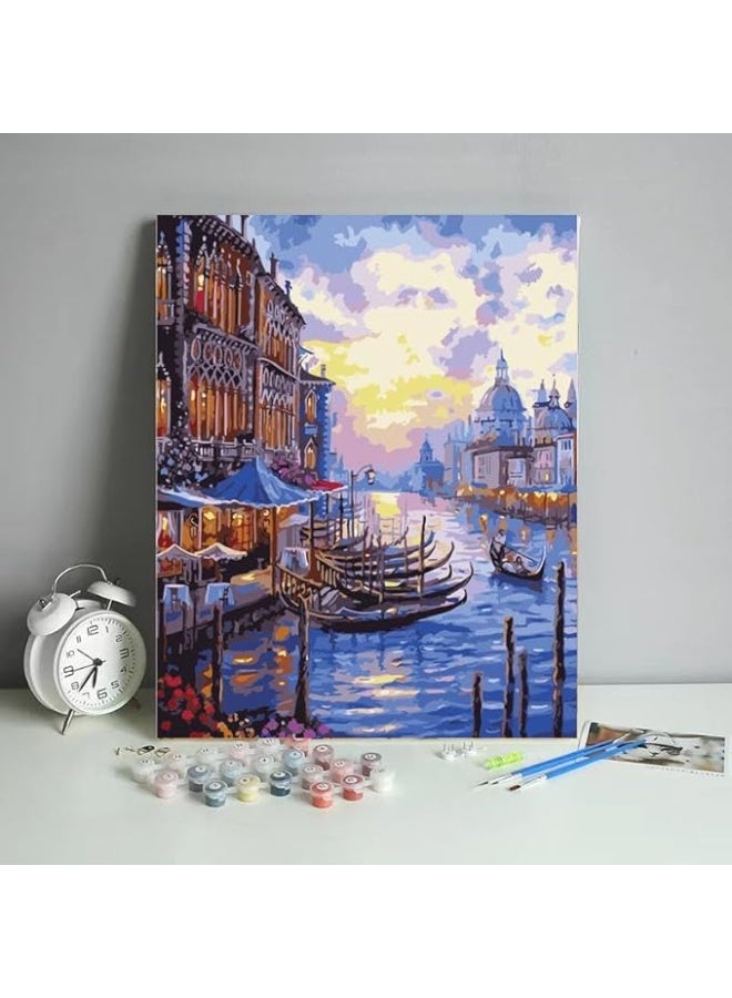 ChicAbode Paint by Numbers Kit for Adults, European Style Street Scene Acrylic Painting on Canvas, Easy DIY Paint by Number for Beginners, 16" x 20" Decorative Wall Art for Home or Gift - Image 1